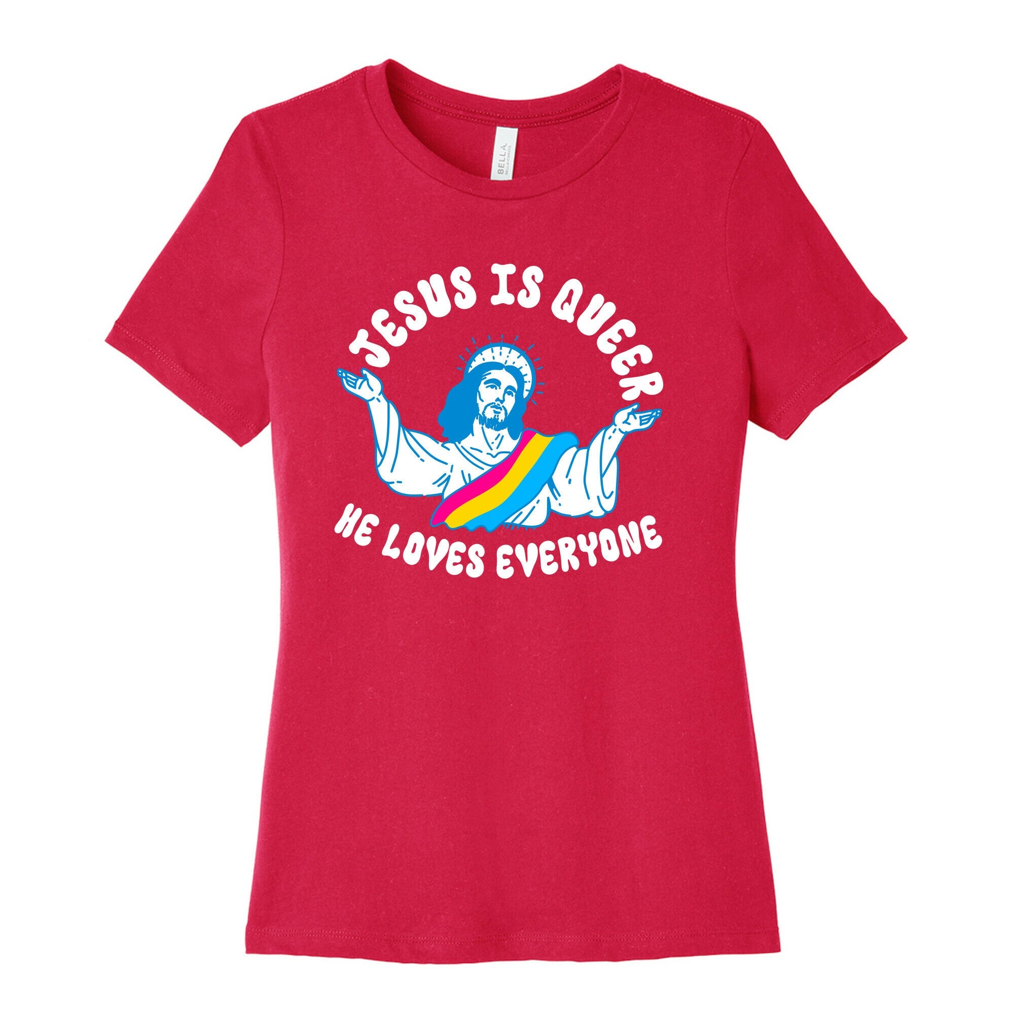 Jesus Is Queer, He Loves Everybody Womens Cotton Tee