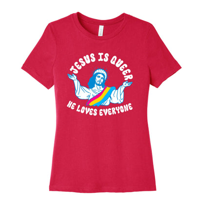 Jesus Is Queer, He Loves Everybody Womens Cotton Tee