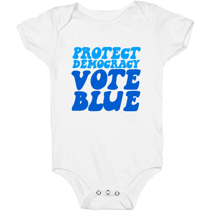 Protect Democracy Vote Blue Baby One-Piece