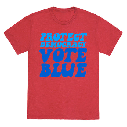 Protect Democracy Vote Blue Unisex Triblend Tee