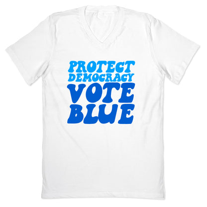 Protect Democracy Vote Blue V-Neck