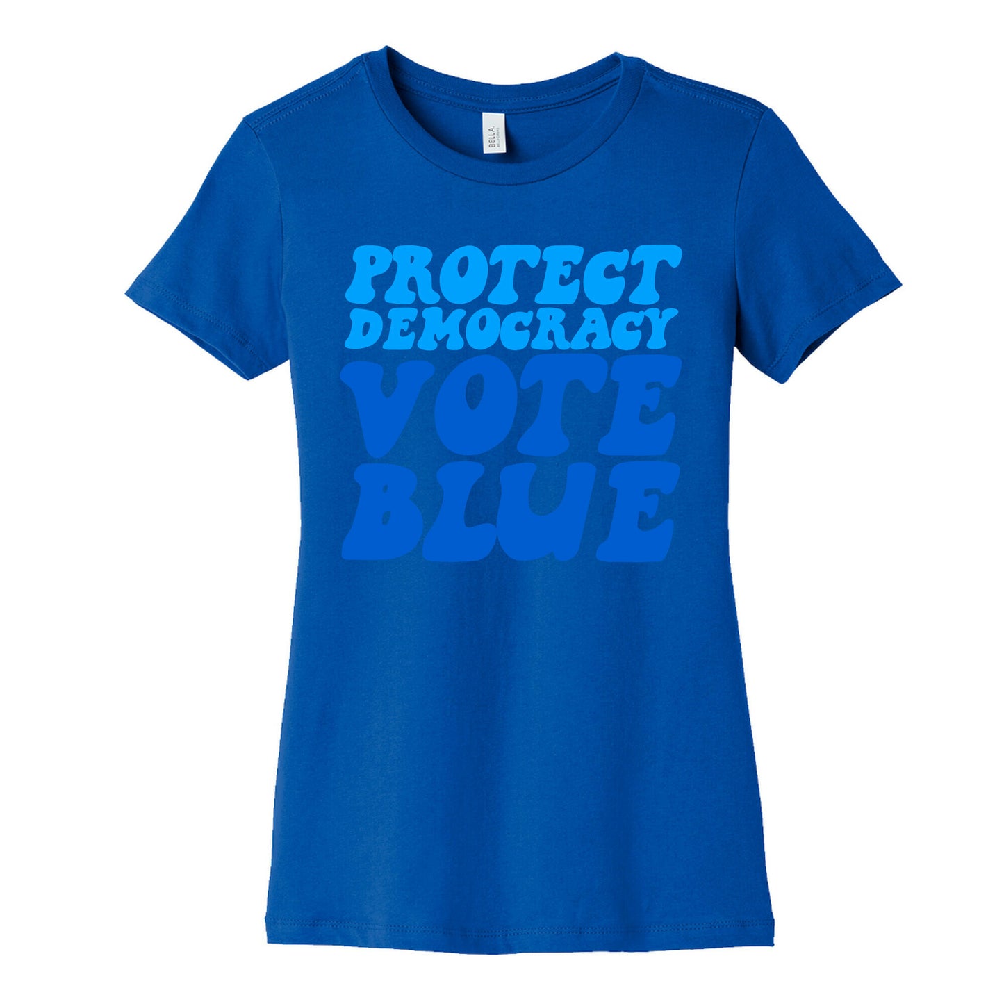 Protect Democracy Vote Blue Womens Cotton Tee