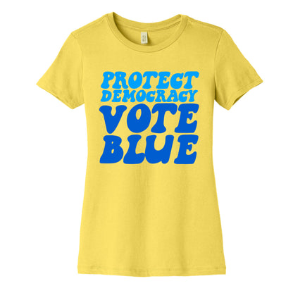 Protect Democracy Vote Blue Womens Cotton Tee