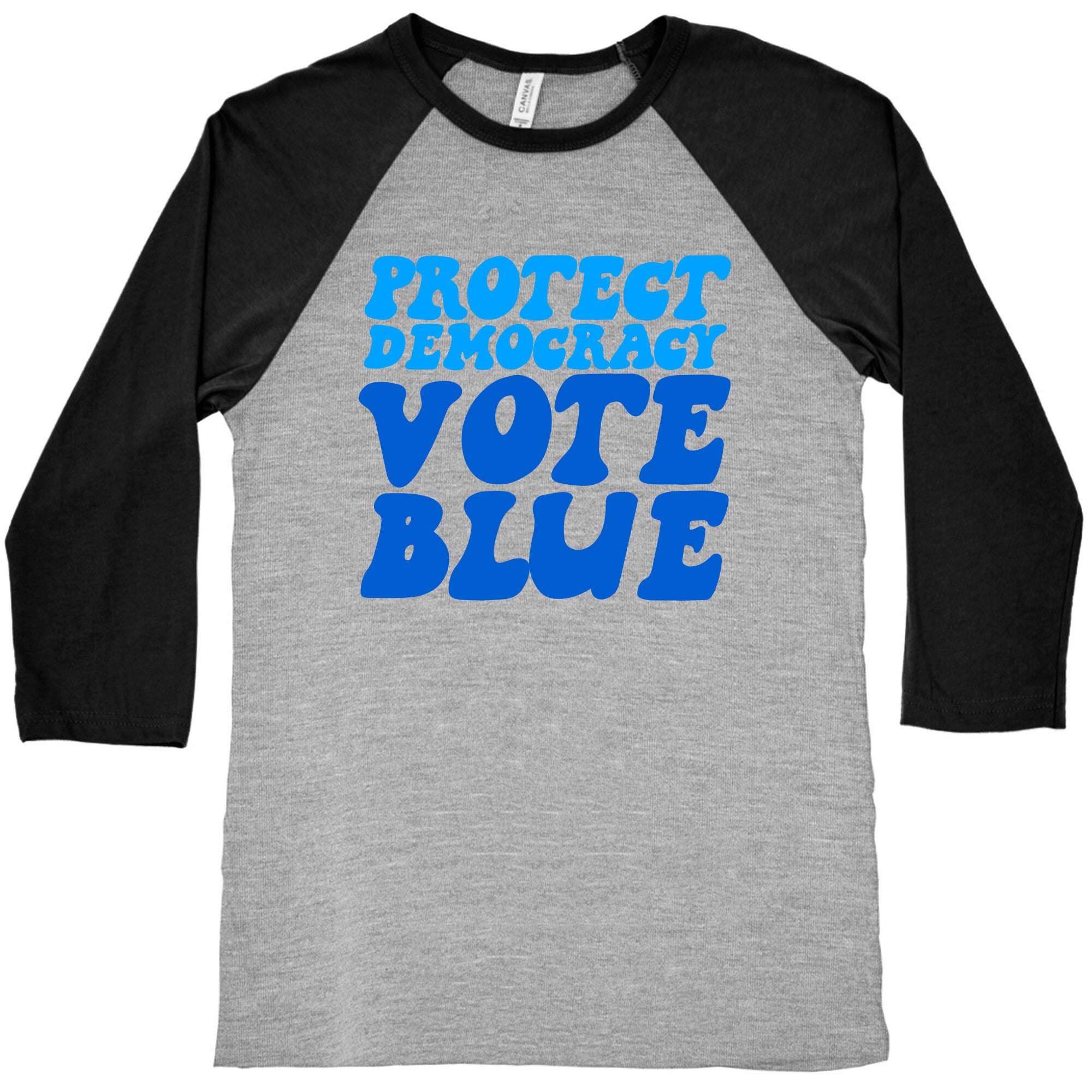 Protect Democracy Vote Blue Baseball Tee