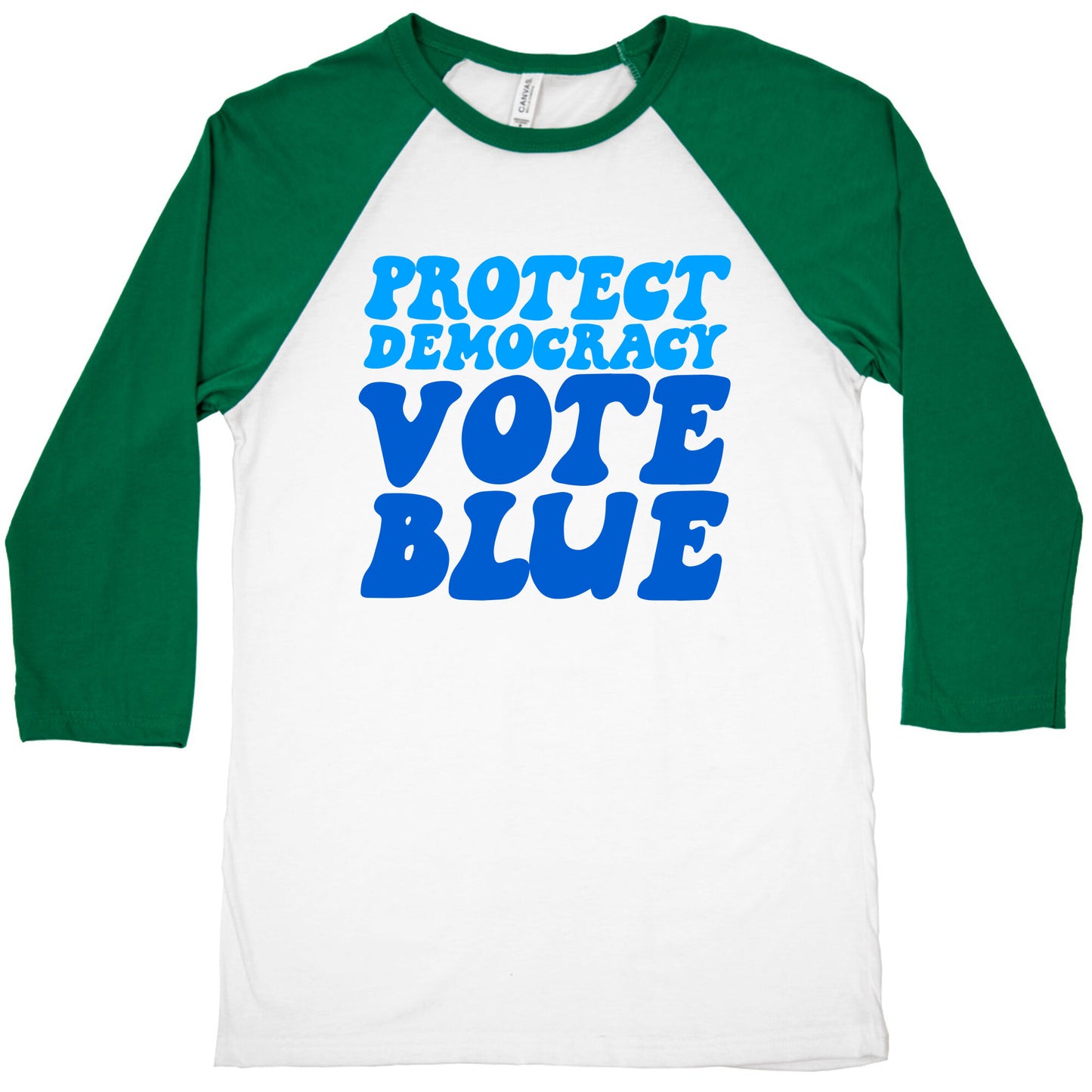 Protect Democracy Vote Blue Baseball Tee