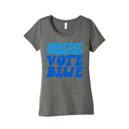 Protect Democracy Vote Blue Womens Triblend Tee