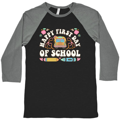 Happy First Day Of School Baseball Tee