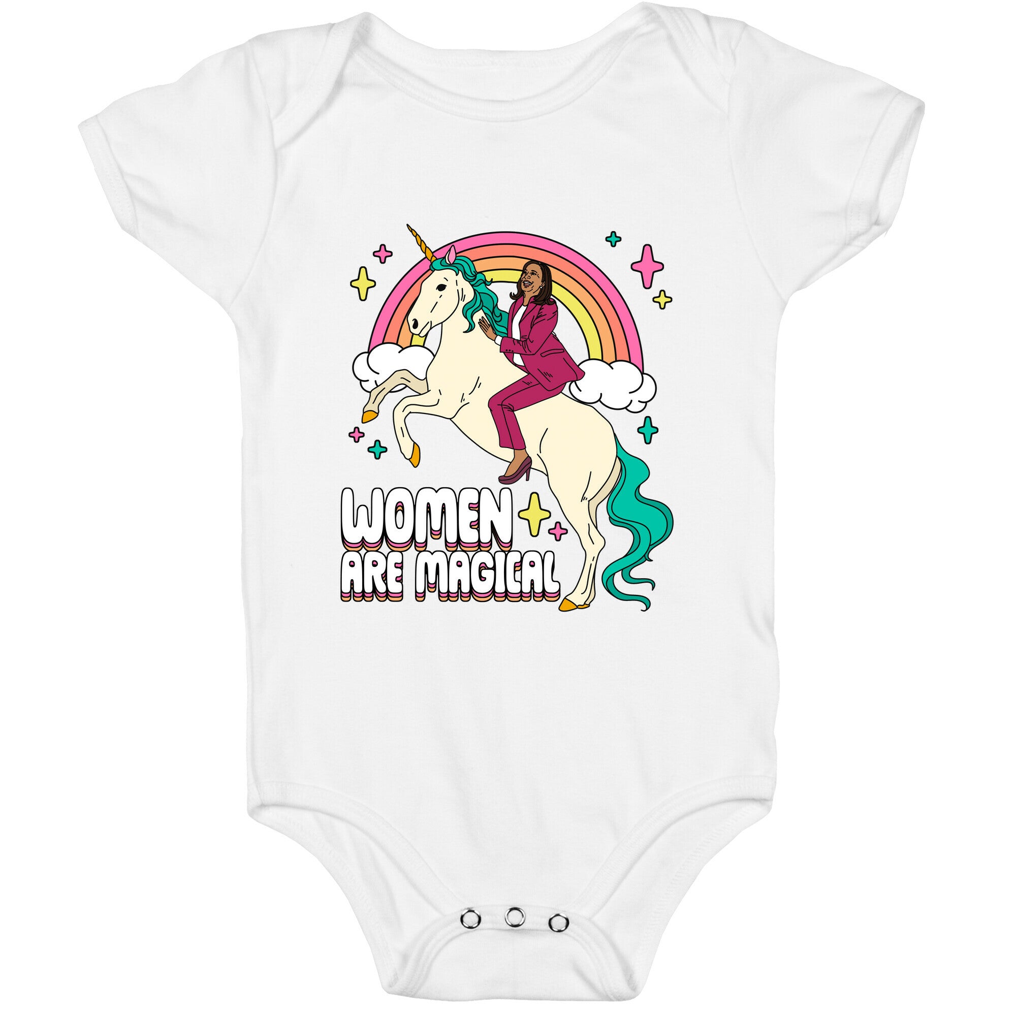 Women are Magical Kamala Harris Unicorn Baby One-Piece