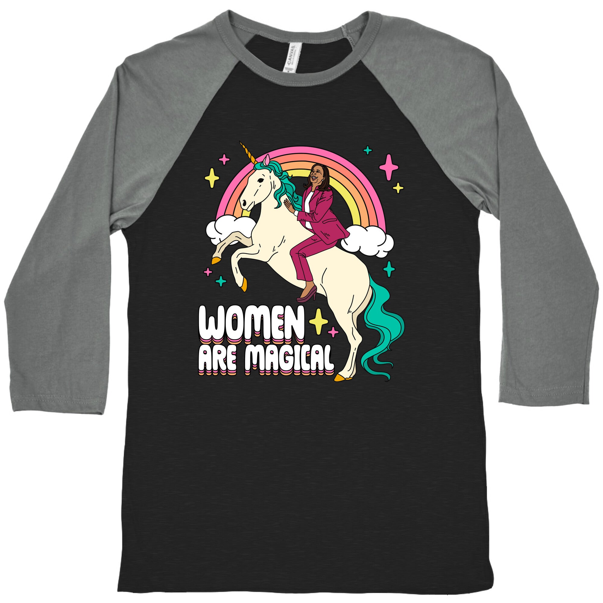 Women are Magical Kamala Harris Unicorn Baseball Tee