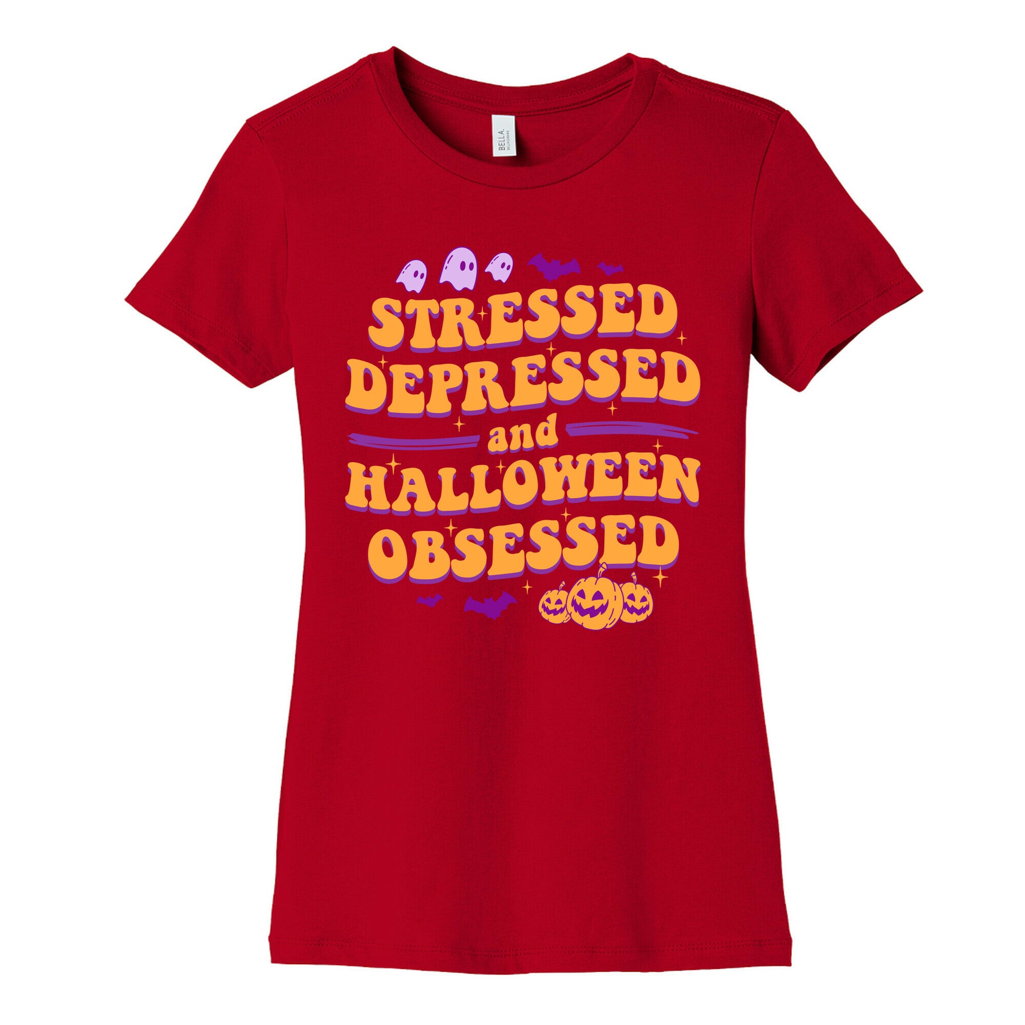 Stressed Depressed & Halloween Obsessed Womens Cotton Tee