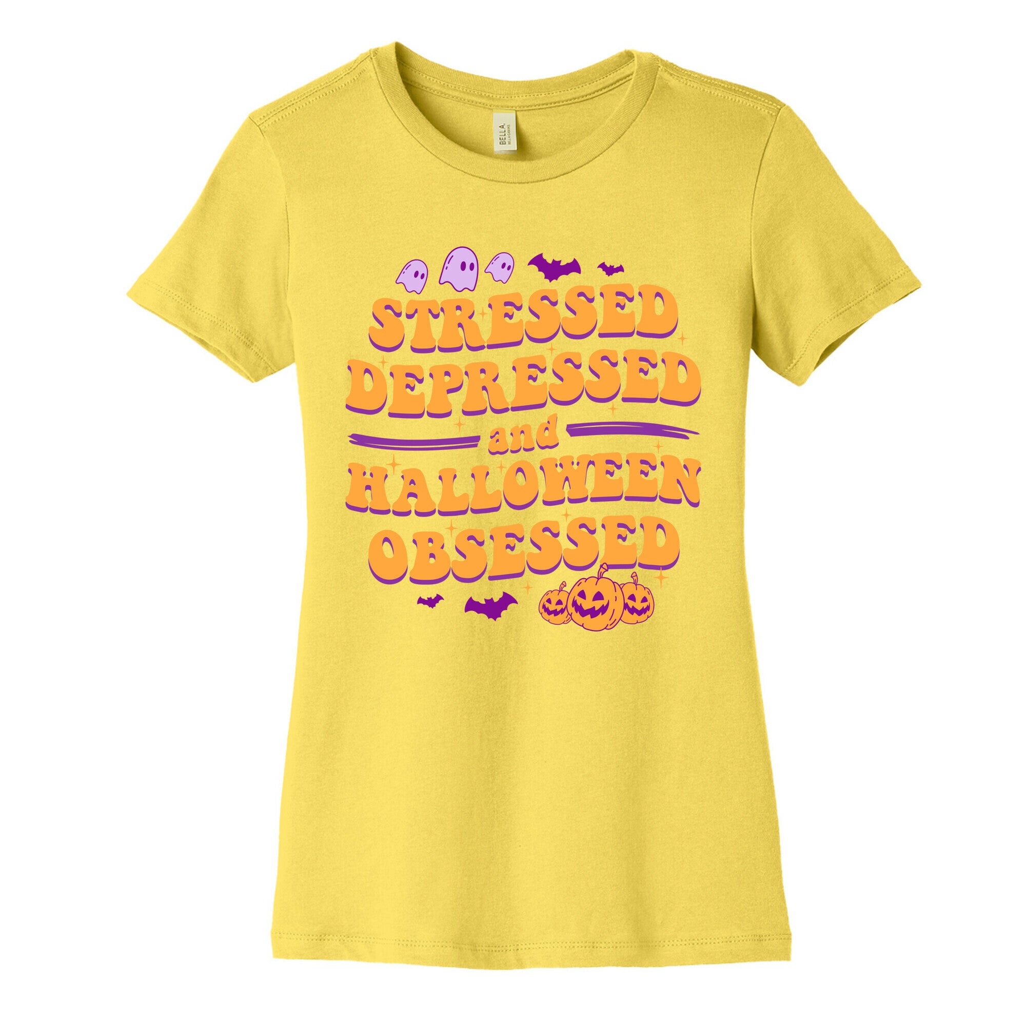 Stressed Depressed & Halloween Obsessed Womens Cotton Tee