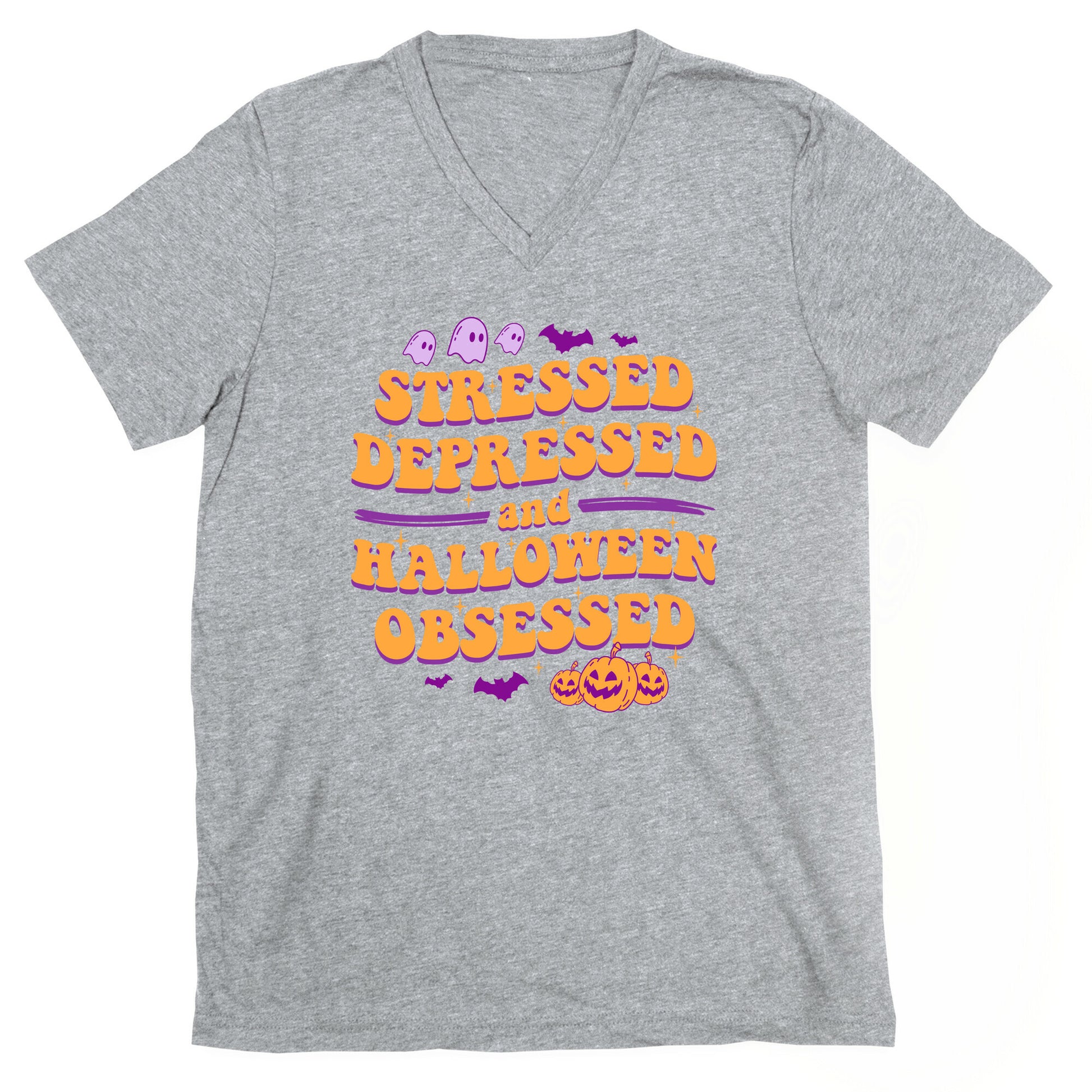Stressed Depressed & Halloween Obsessed V-Neck