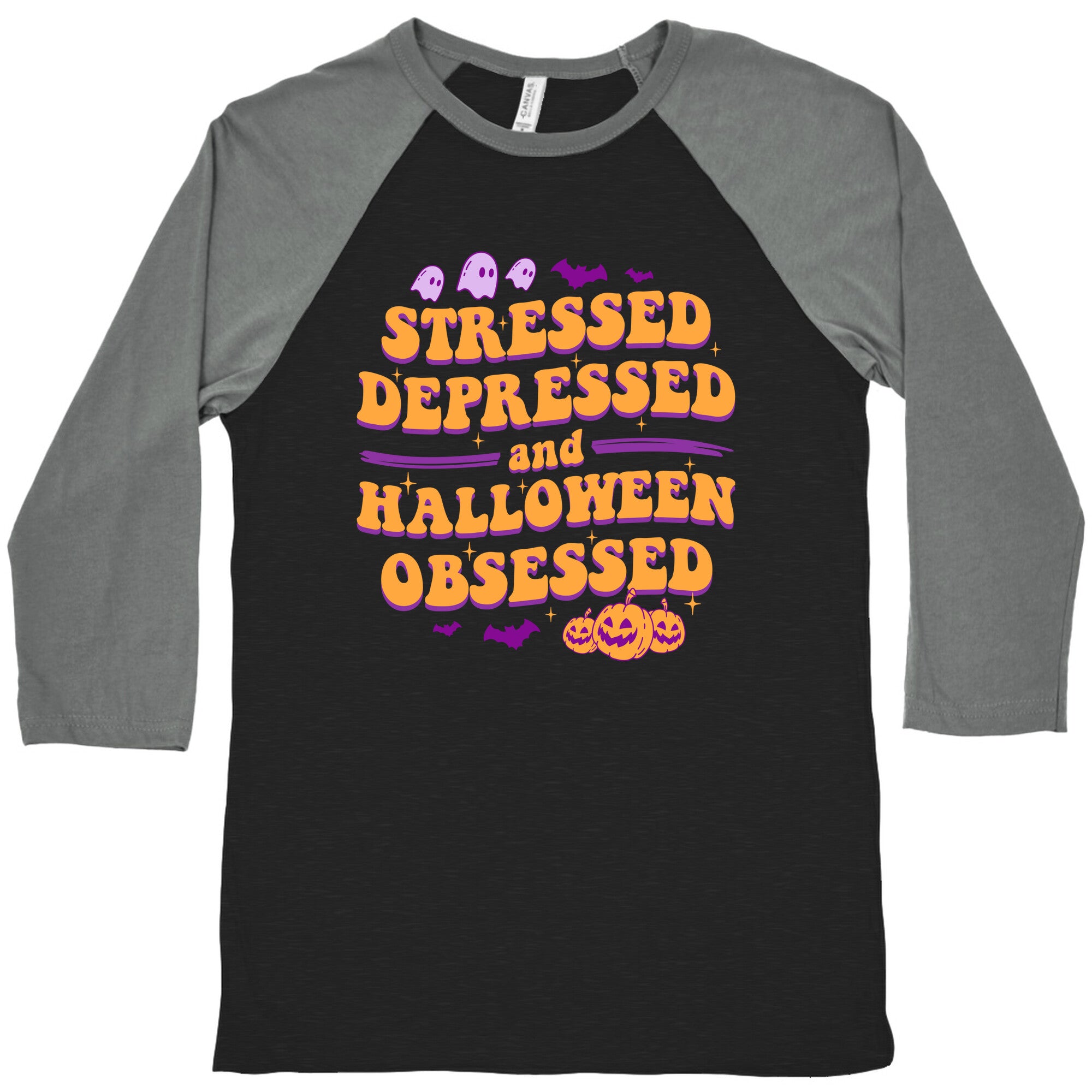 Stressed Depressed & Halloween Obsessed Baseball Tee