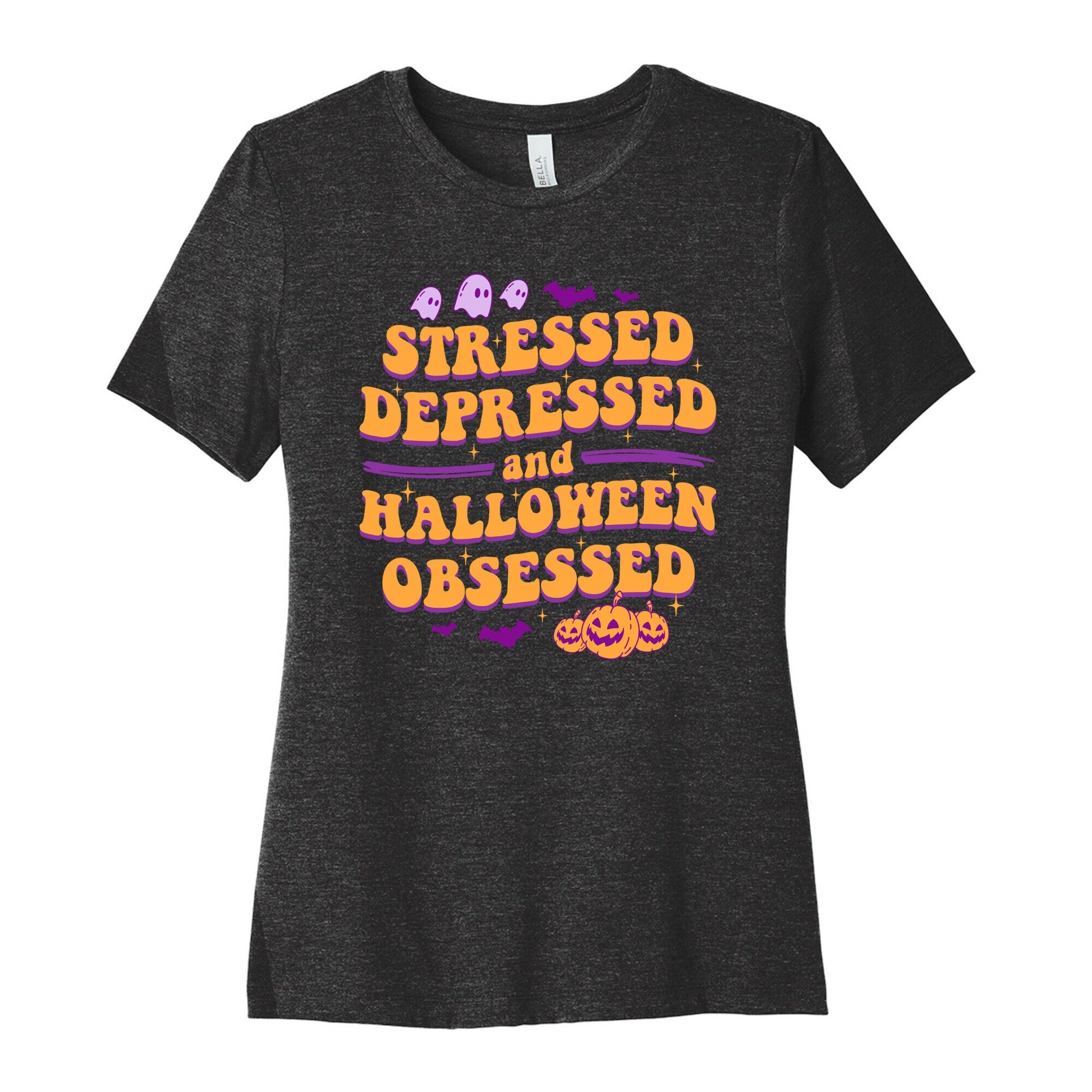 Stressed Depressed & Halloween Obsessed Womens Cotton Tee