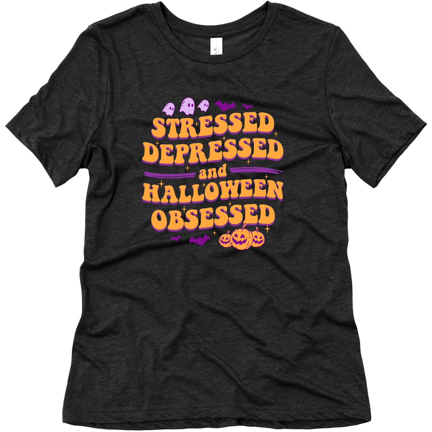 Stressed Depressed & Halloween Obsessed Womens Triblend Tee