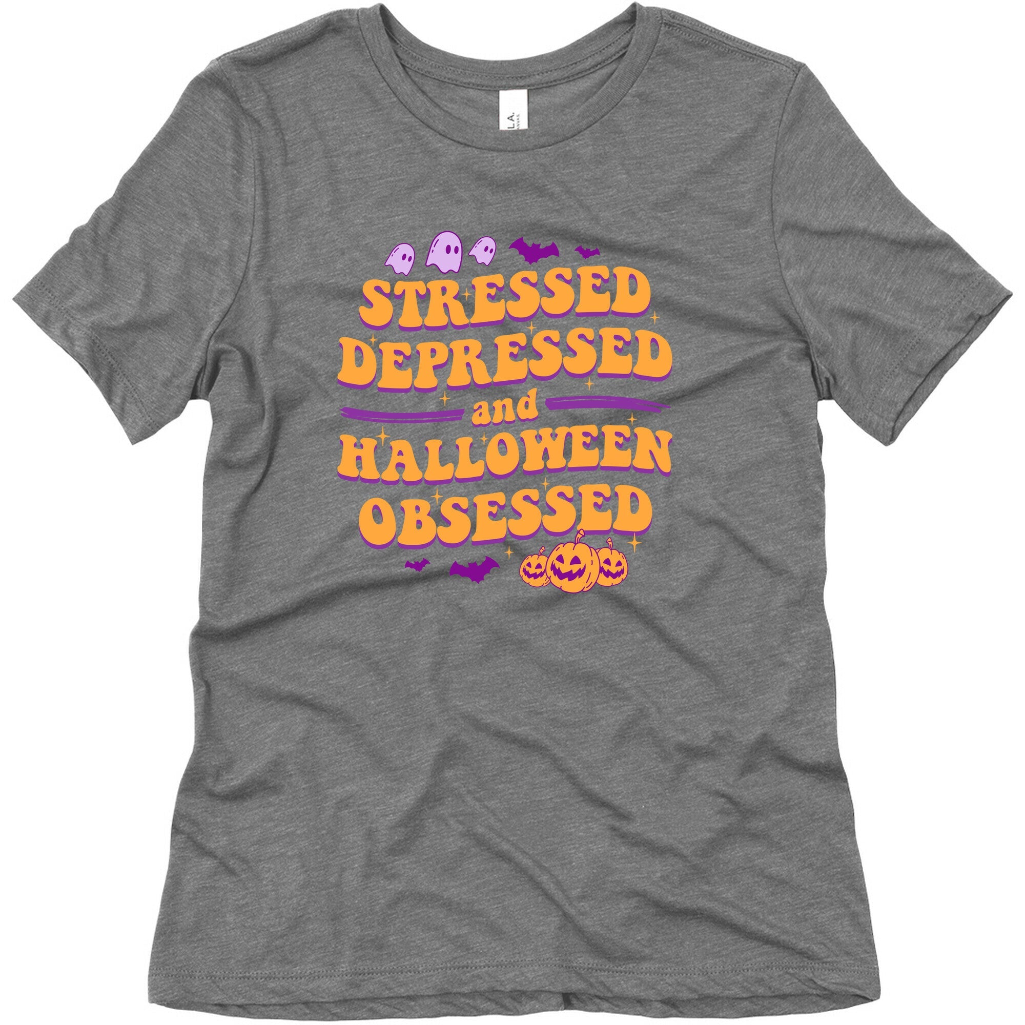 Stressed Depressed & Halloween Obsessed Womens Triblend Tee