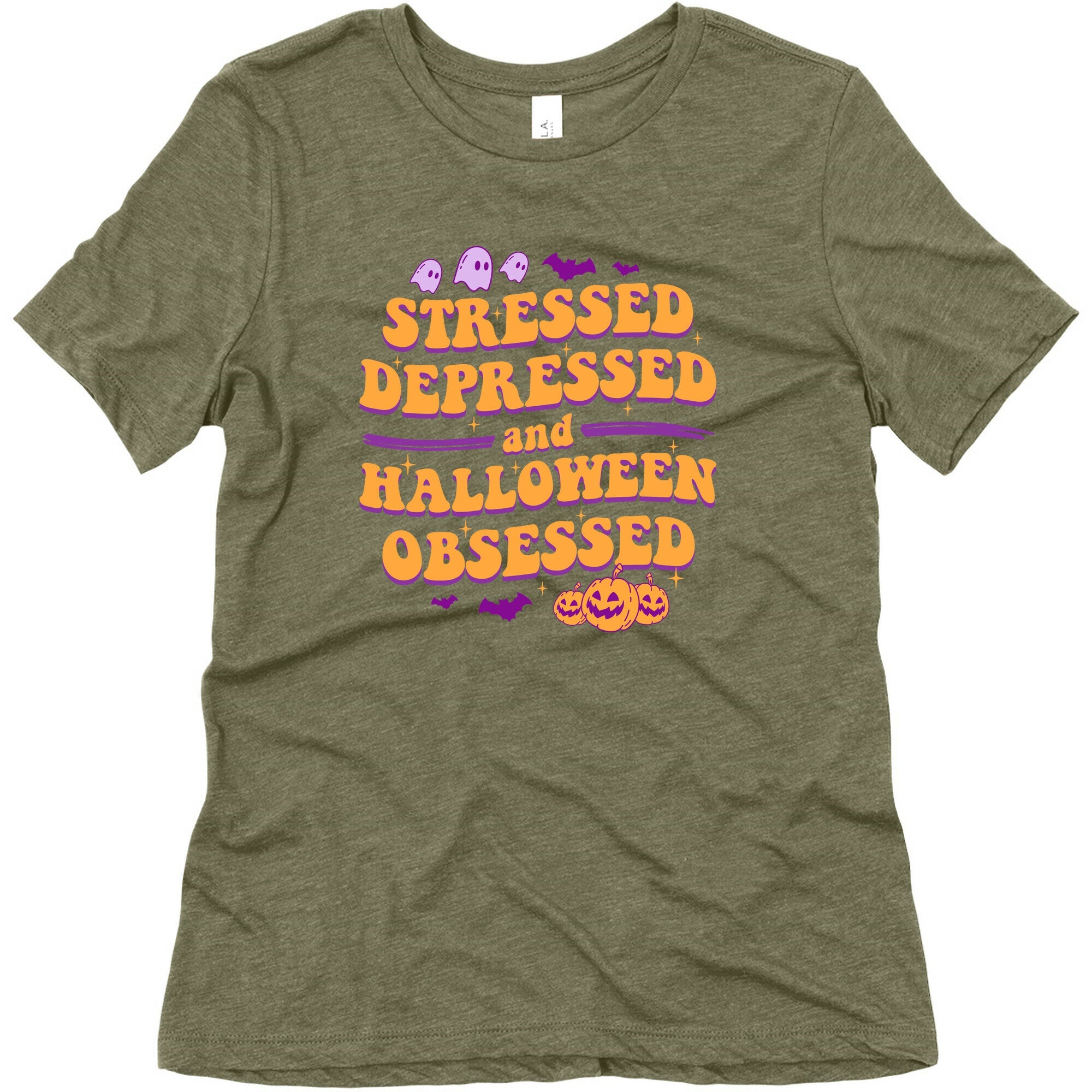 Stressed Depressed & Halloween Obsessed Womens Triblend Tee