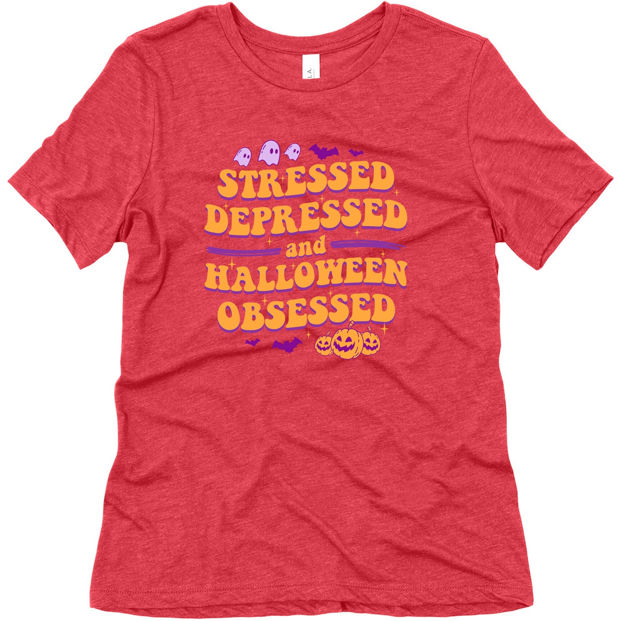 Stressed Depressed & Halloween Obsessed Womens Triblend Tee