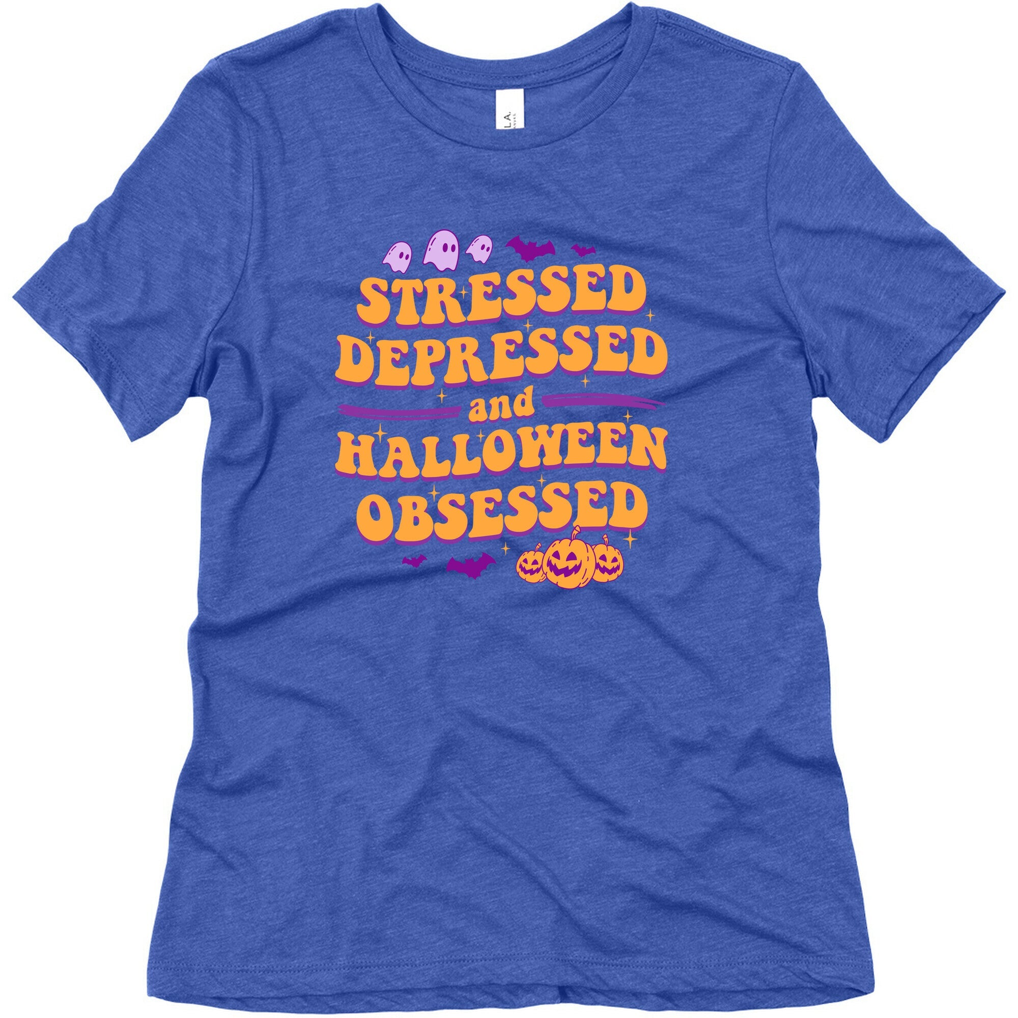 Stressed Depressed & Halloween Obsessed Womens Triblend Tee
