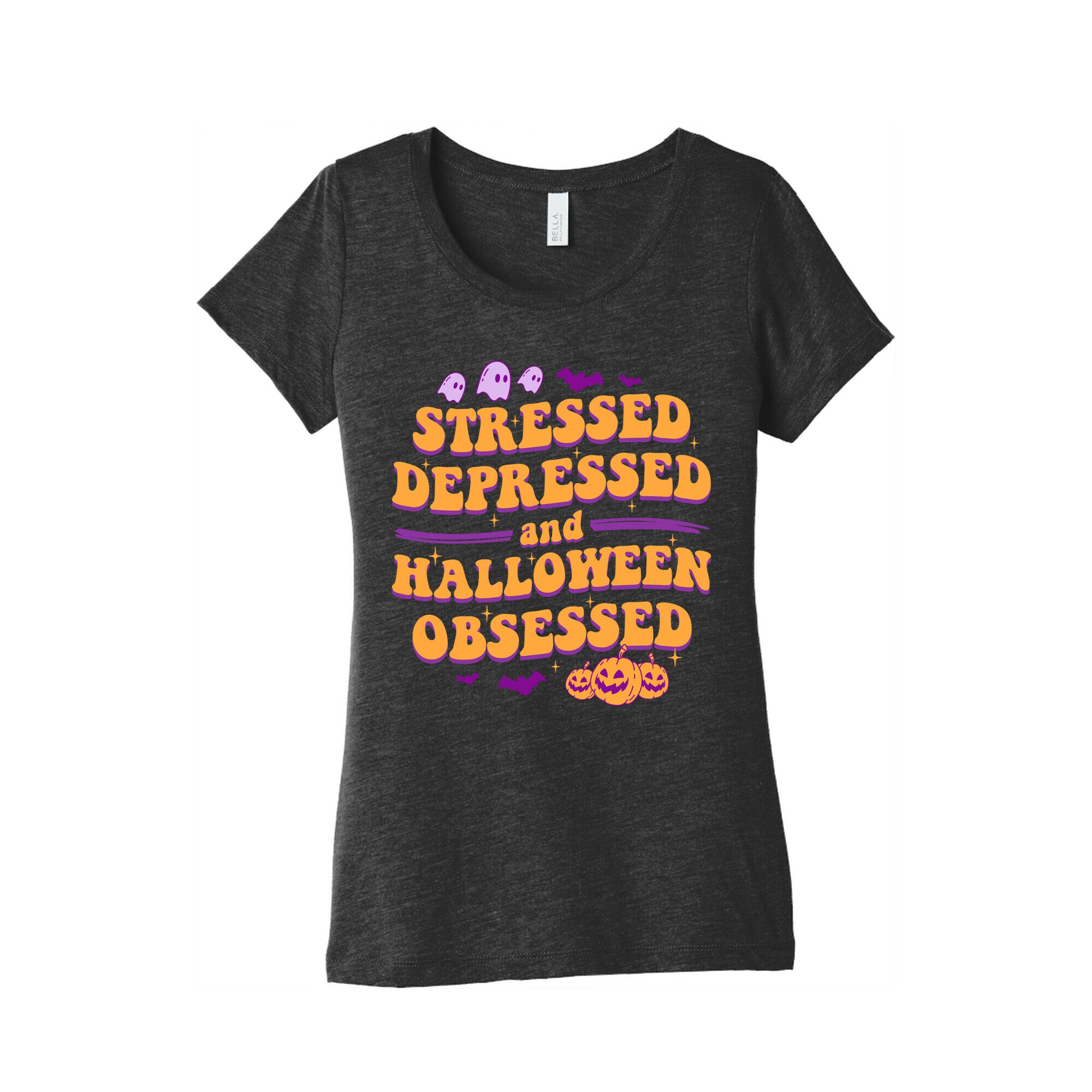 Stressed Depressed & Halloween Obsessed Womens Triblend Tee