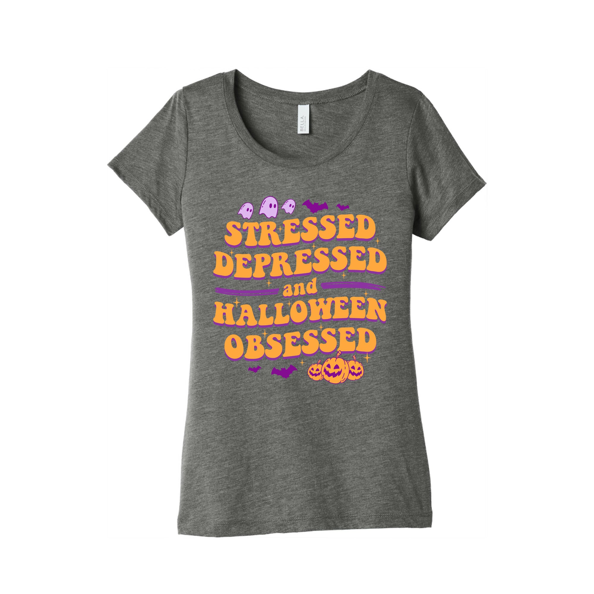 Stressed Depressed & Halloween Obsessed Womens Triblend Tee