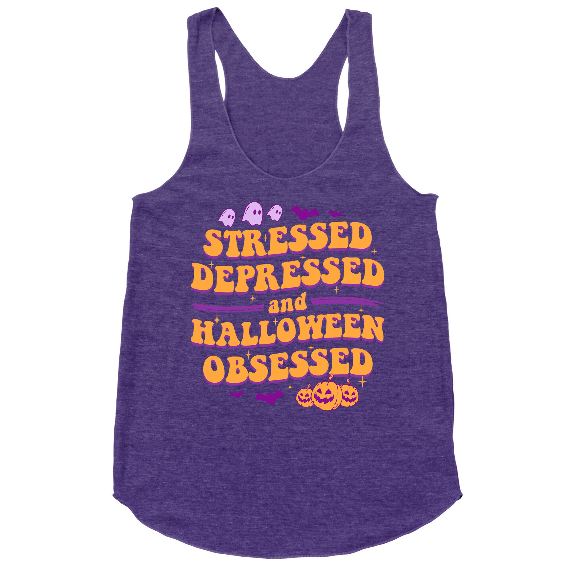 Stressed Depressed & Halloween Obsessed Racerback Tank