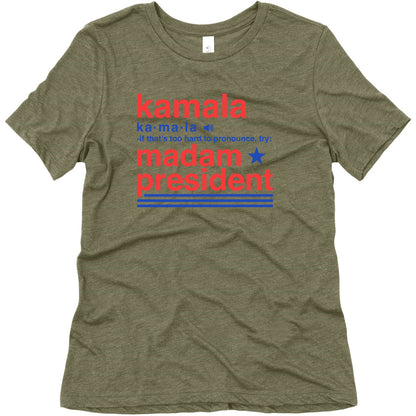 Kamala Harris Madam President Womens Triblend Tee
