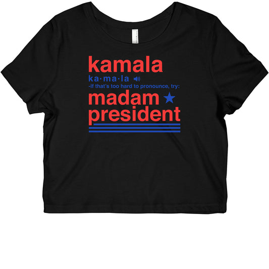 Kamala Harris Madam President Graphic Baby Tee