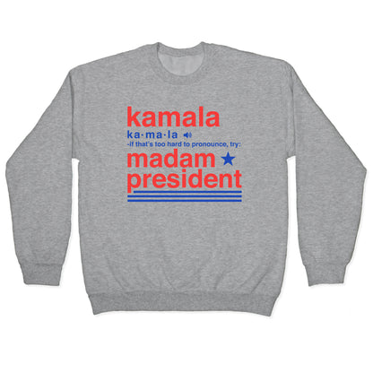 Kamala Harris Madam President Crewneck Sweatshirt