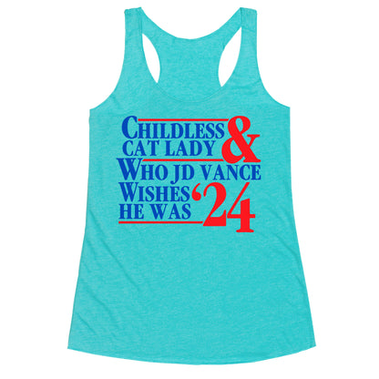 Childless Cat Lady Who JD Vance Wishes He Was Blue Racerback Tank