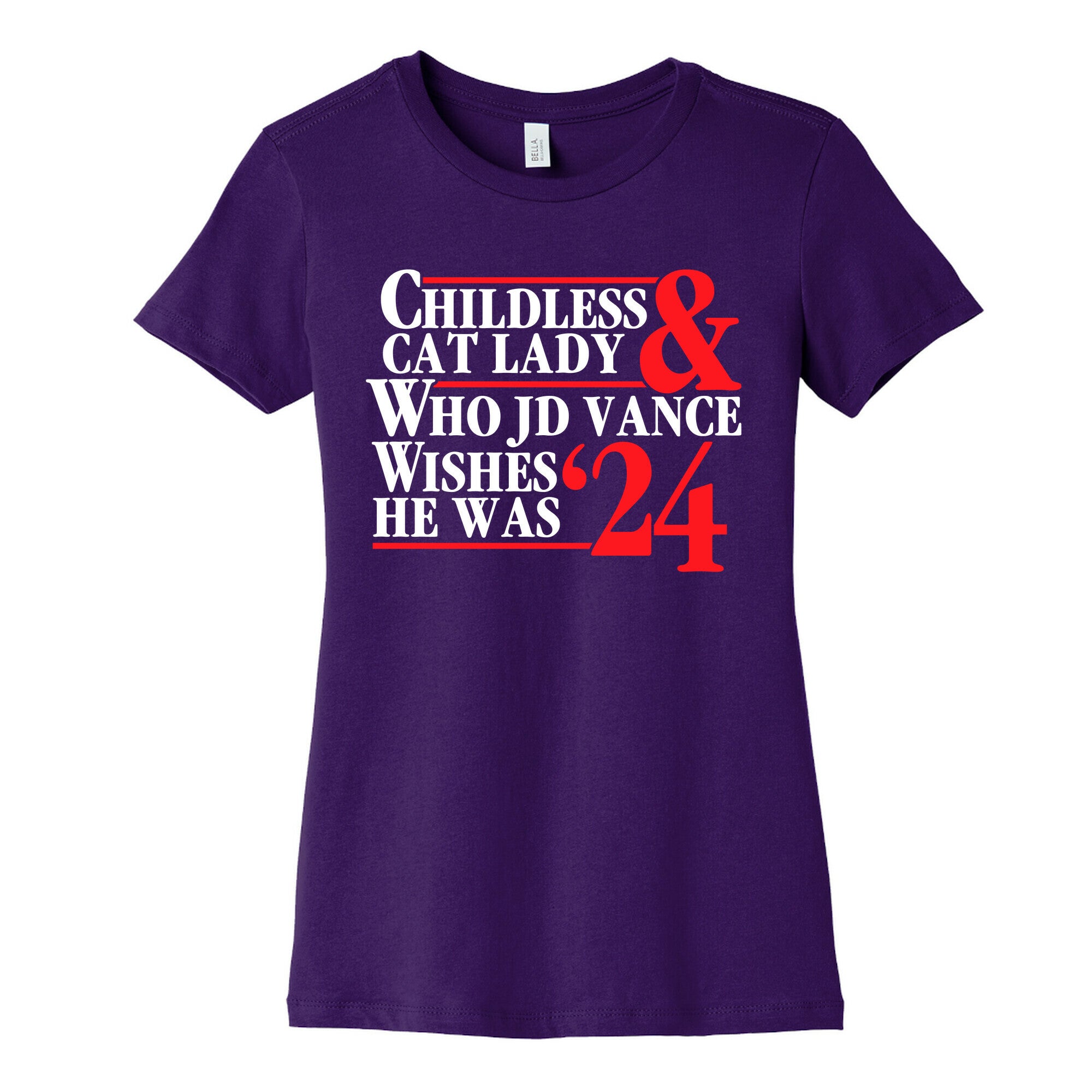 Childless Cat Lady Who JD Vance Wishes He Was Blue White Womens Cotton Tee