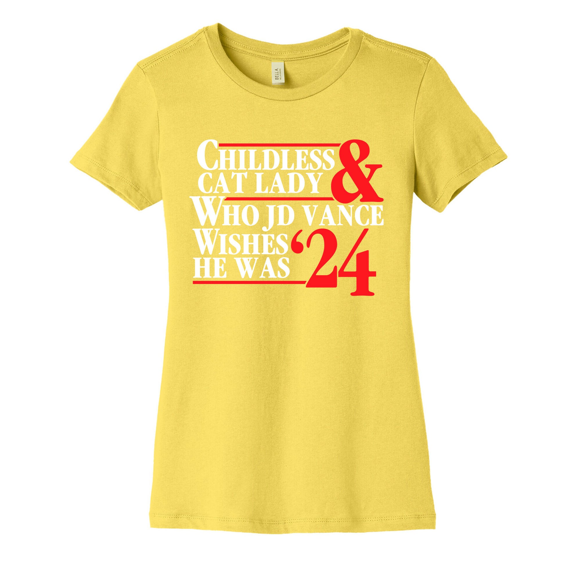 Childless Cat Lady Who JD Vance Wishes He Was Blue White Womens Cotton Tee