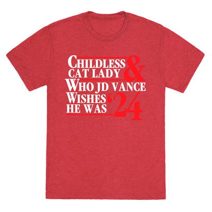 Childless Cat Lady Who JD Vance Wishes He Was Blue White Unisex Triblend Tee