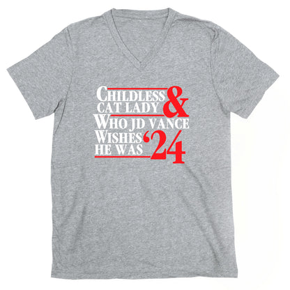 Childless Cat Lady Who JD Vance Wishes He Was Blue White V-Neck