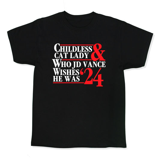 Childless Cat Lady Who JD Vance Wishes He Was Blue White Kids Tee