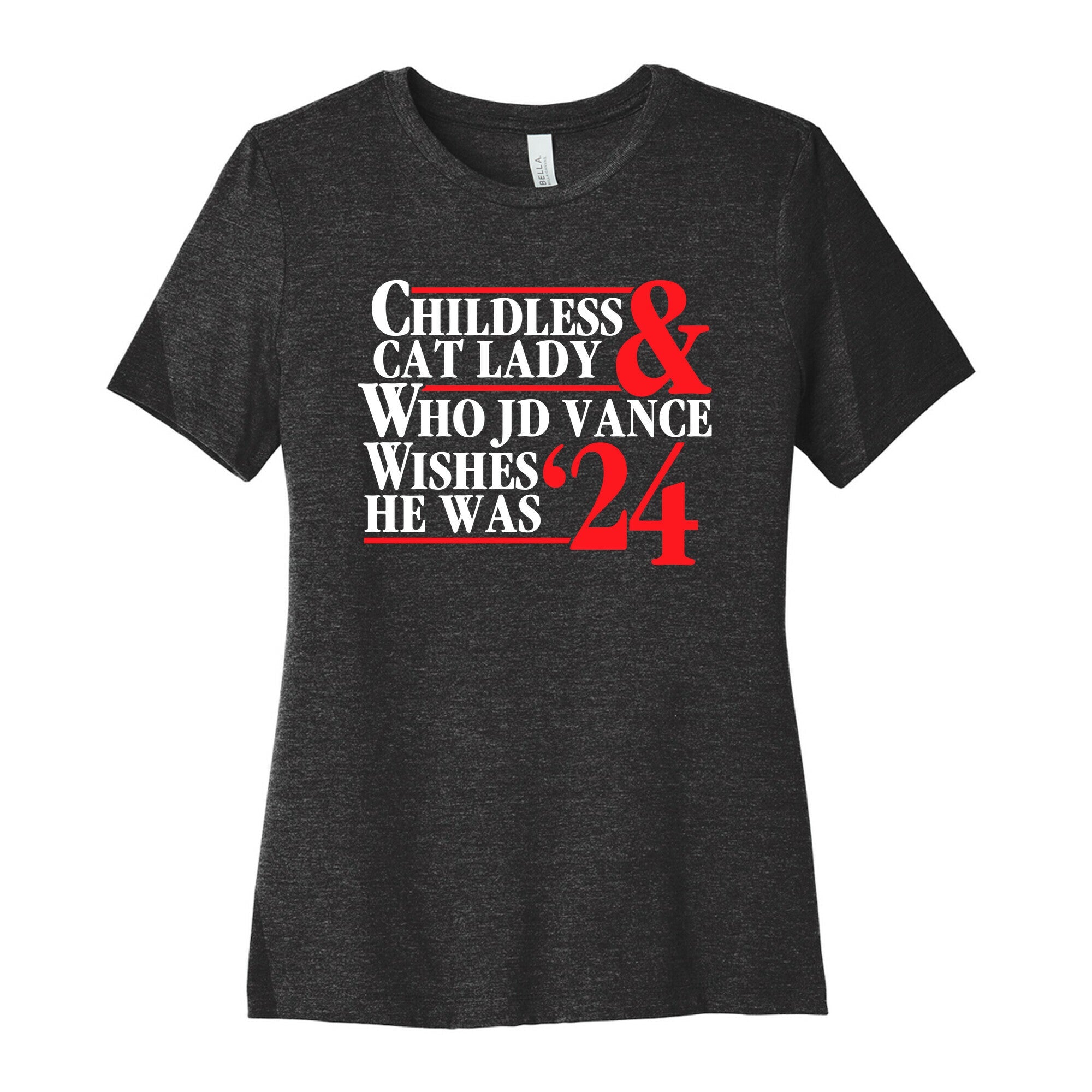 Childless Cat Lady Who JD Vance Wishes He Was Blue White Womens Cotton Tee