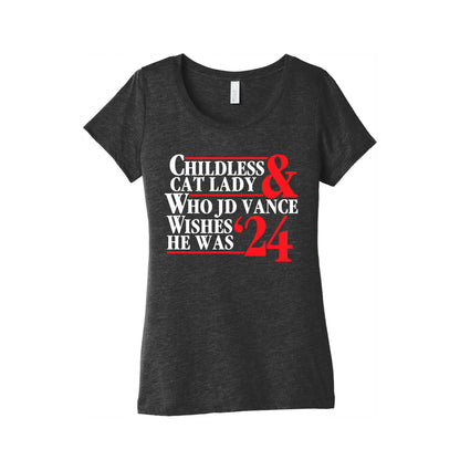 Childless Cat Lady Who JD Vance Wishes He Was Blue White Womens Triblend Tee