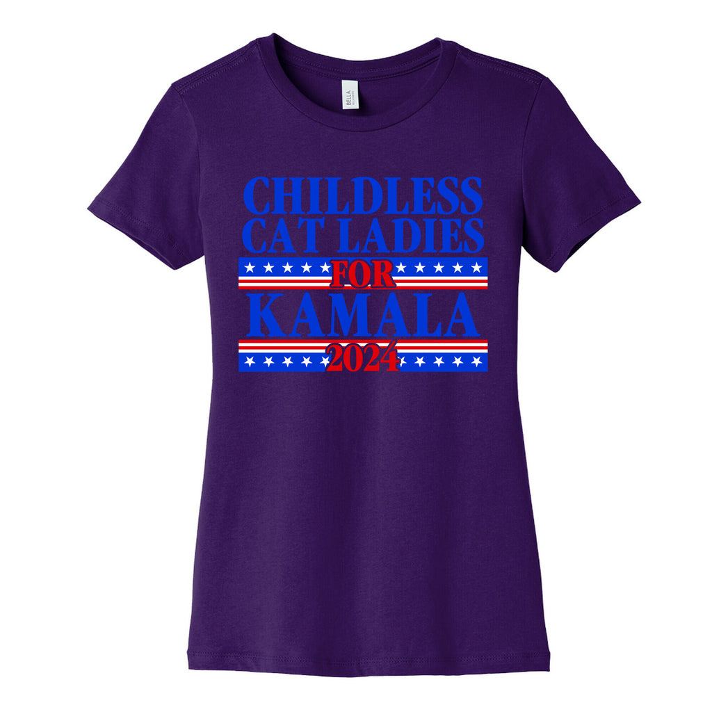Patriotic Childless Cat Ladies for Kamala Womens Cotton Tee