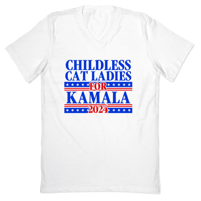 Patriotic Childless Cat Ladies for Kamala V-Neck