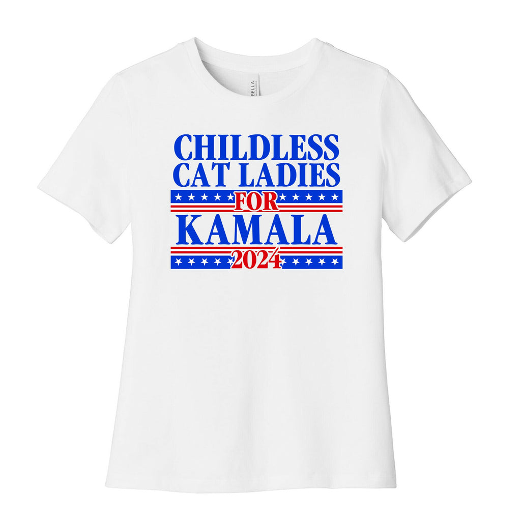Patriotic Childless Cat Ladies for Kamala Womens Cotton Tee