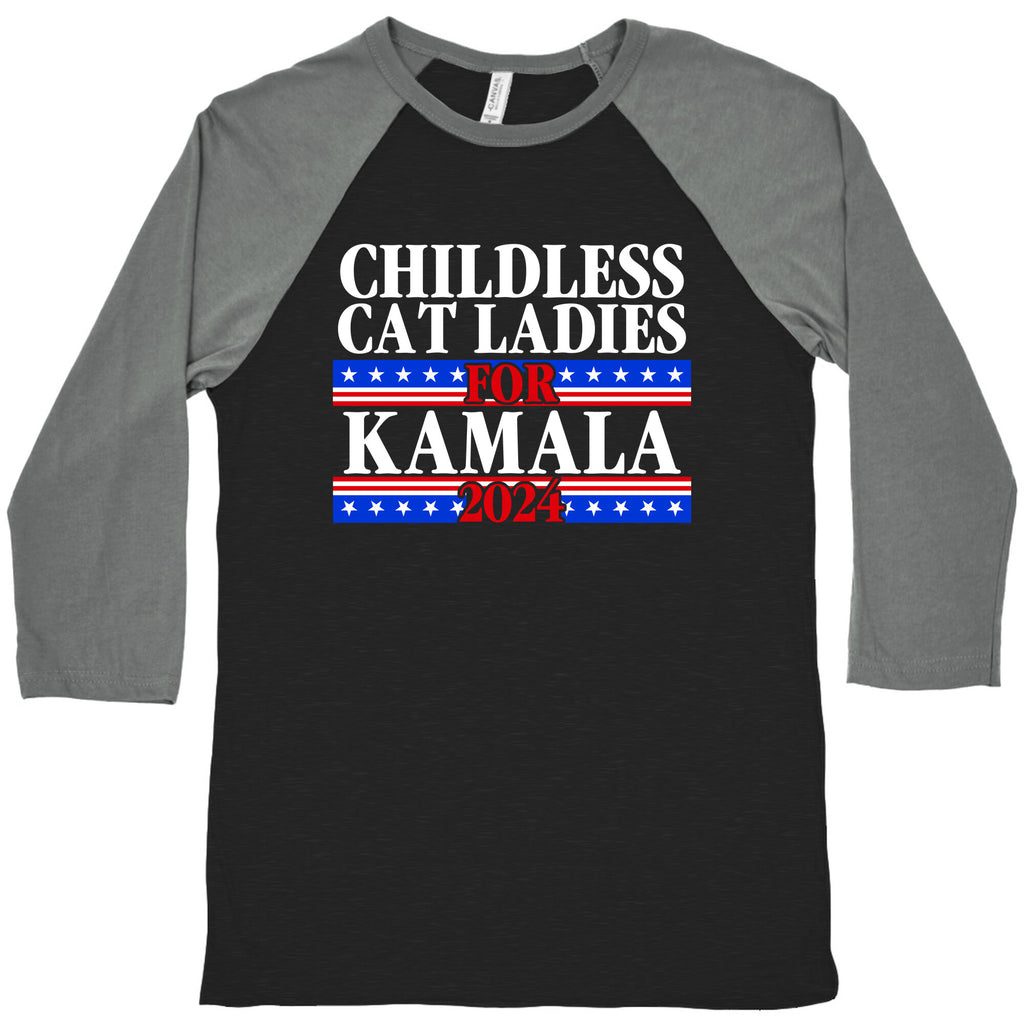 Patriotic Childless Cat Ladies for Kamala Baseball Tee