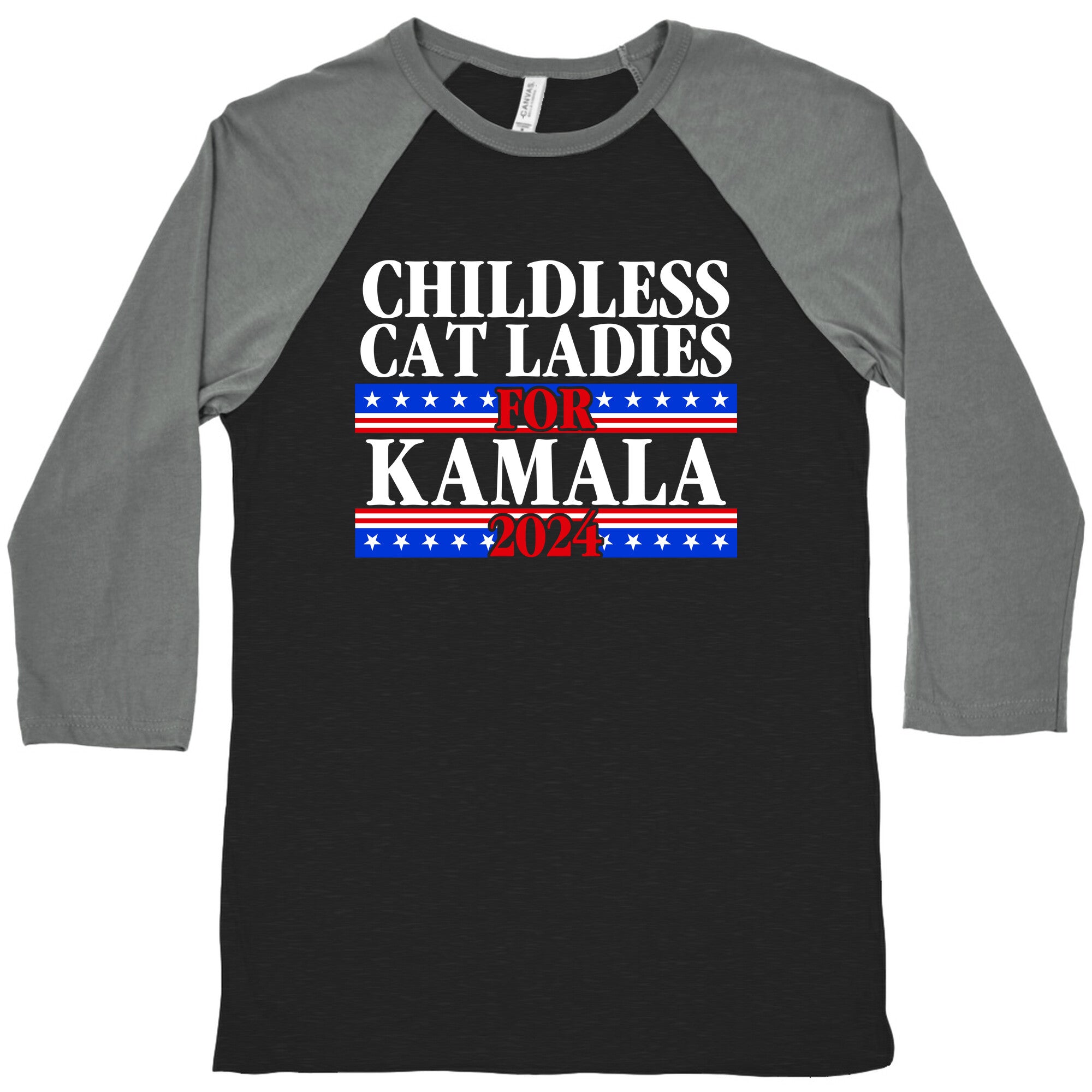 Patriotic Childless Cat Ladies for Kamala Baseball Tee