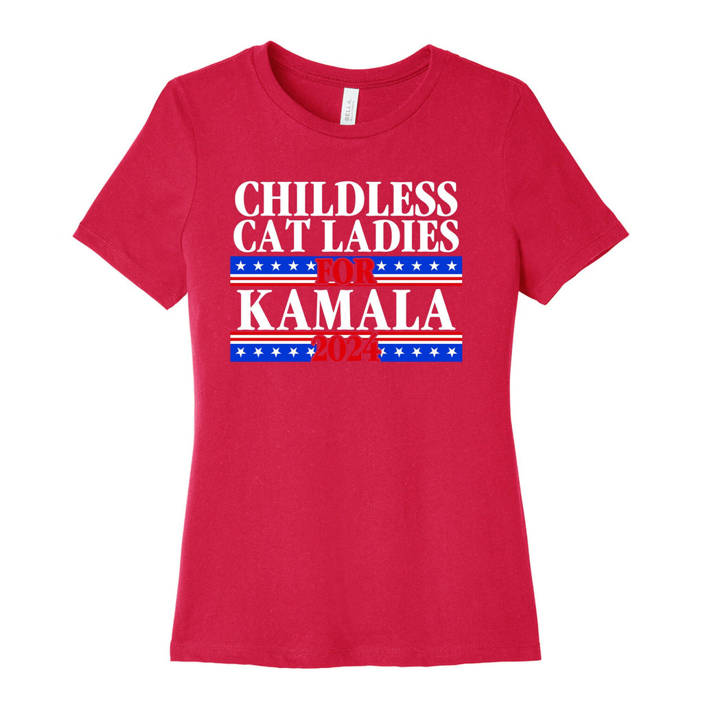 Patriotic Childless Cat Ladies for Kamala Womens Cotton Tee