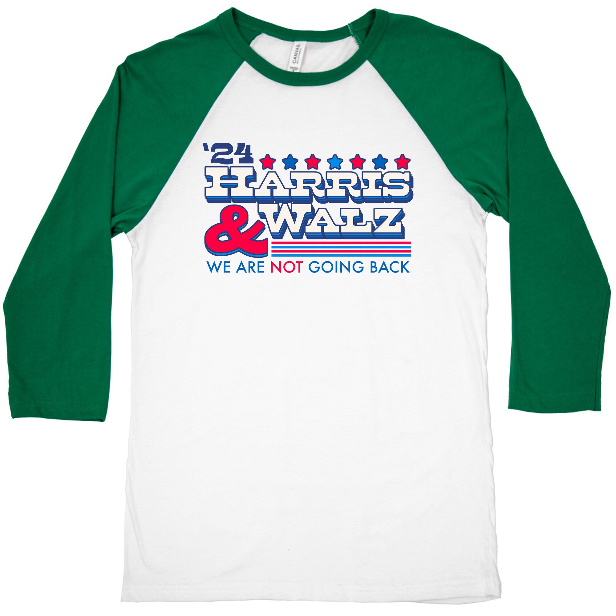 Harris and Walz 2024 We are NOT Going Back Baseball Tee