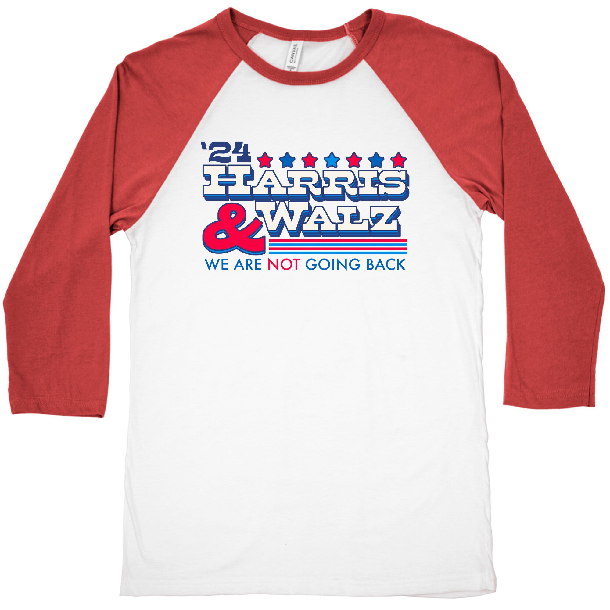 Harris and Walz 2024 We are NOT Going Back Baseball Tee