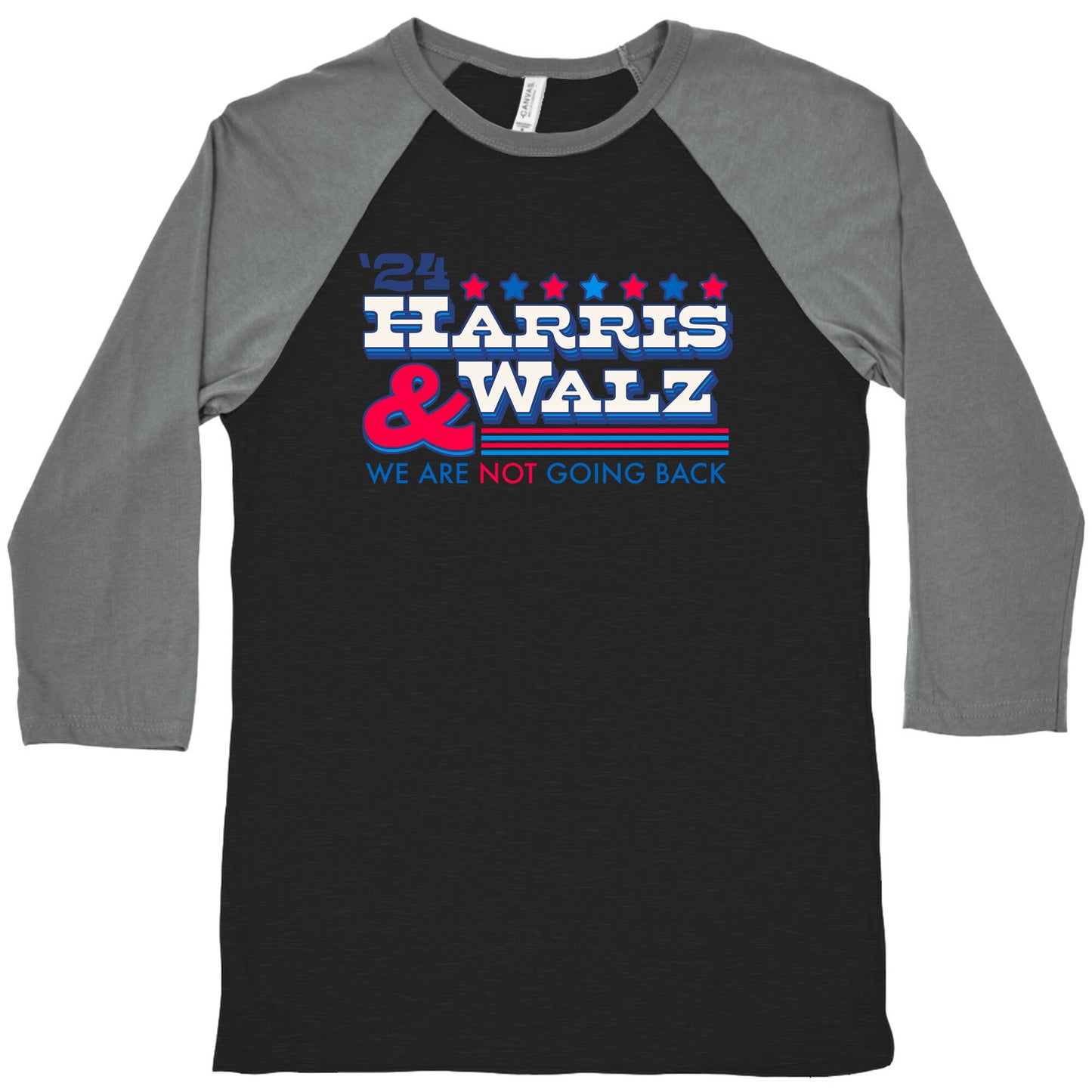 Harris and Walz 2024 We are NOT Going Back Baseball Tee