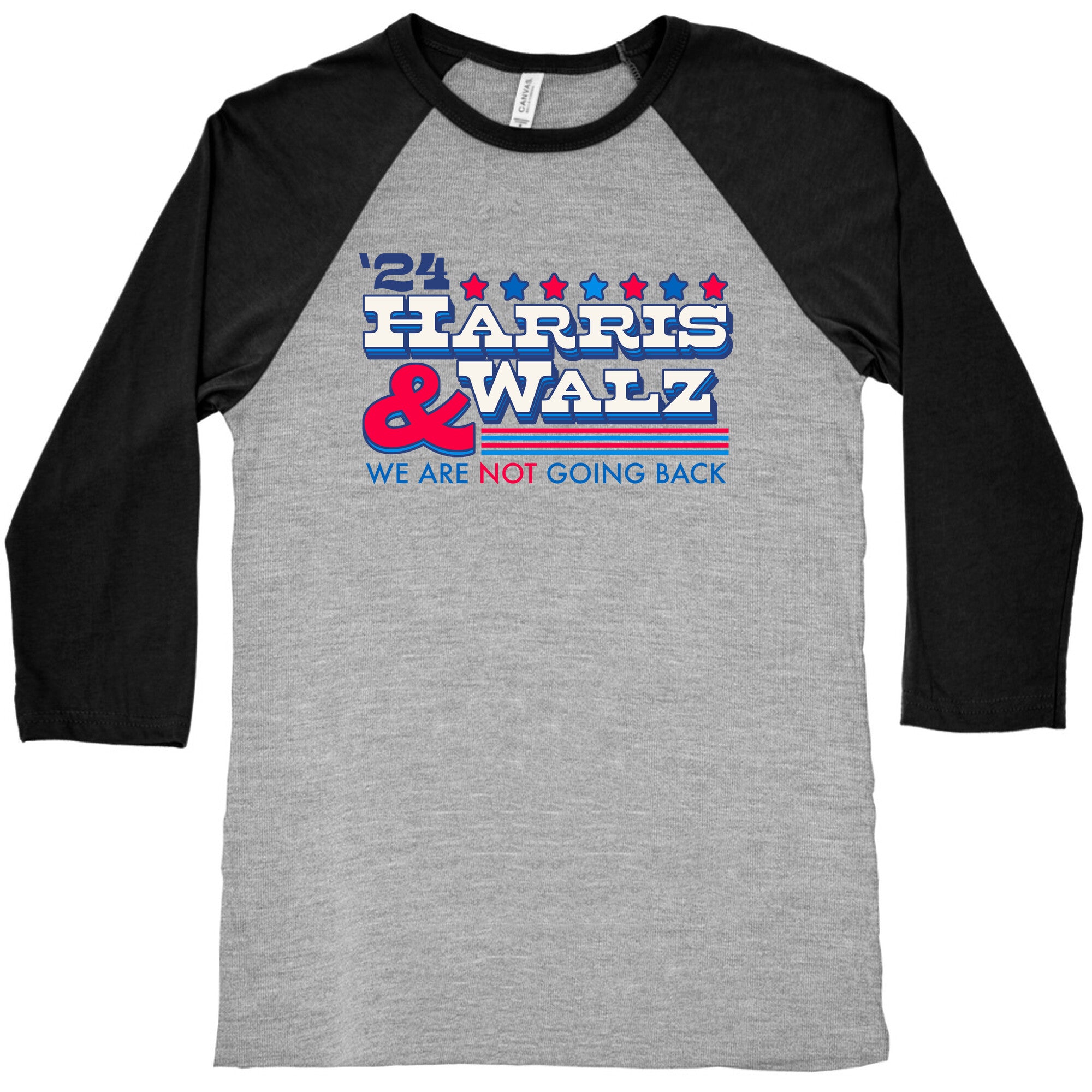 Harris and Walz 2024 We are NOT Going Back Baseball Tee