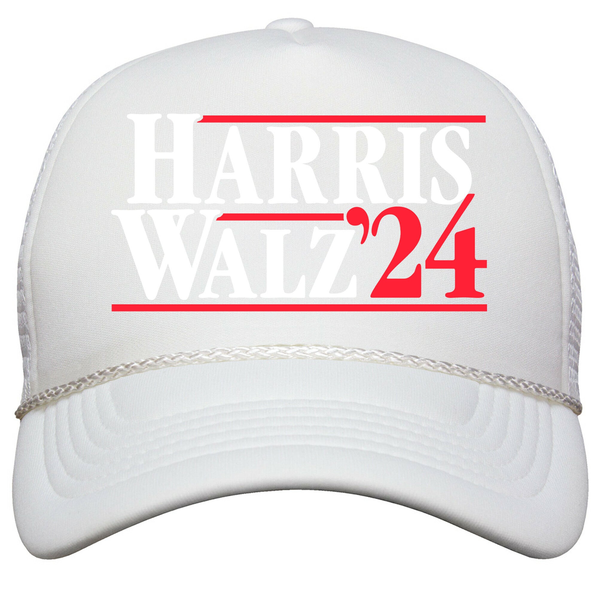 Harris Walz 2024 White Snapback Trucker Hat