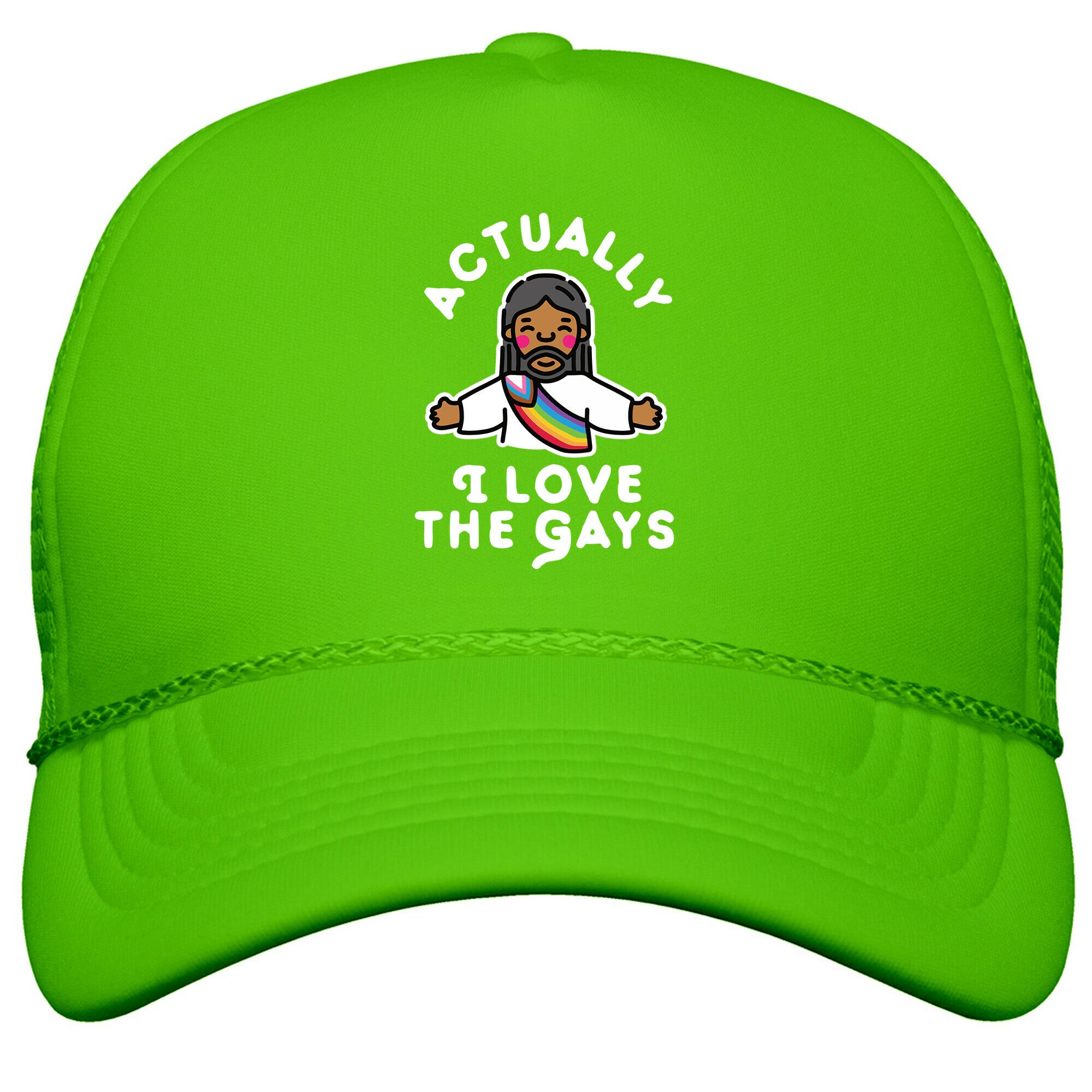 Actually, I Love The Gays \(Brown Jesus\) Snapback Trucker Hat