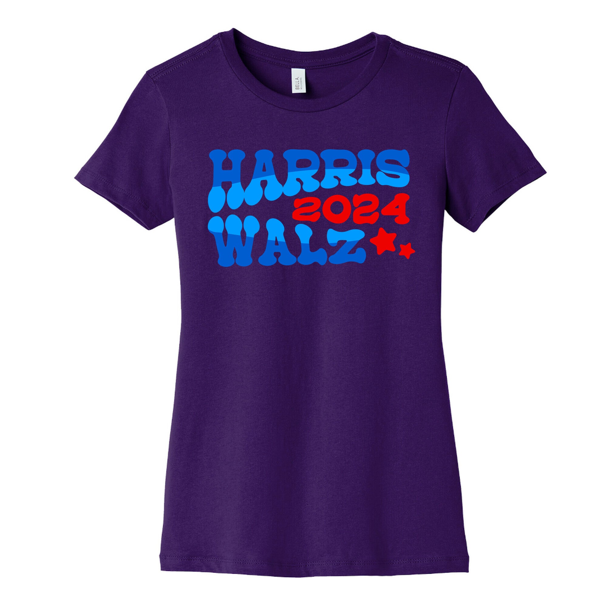 Harris Walz 2024 Retro Text Womens Cotton Tee
